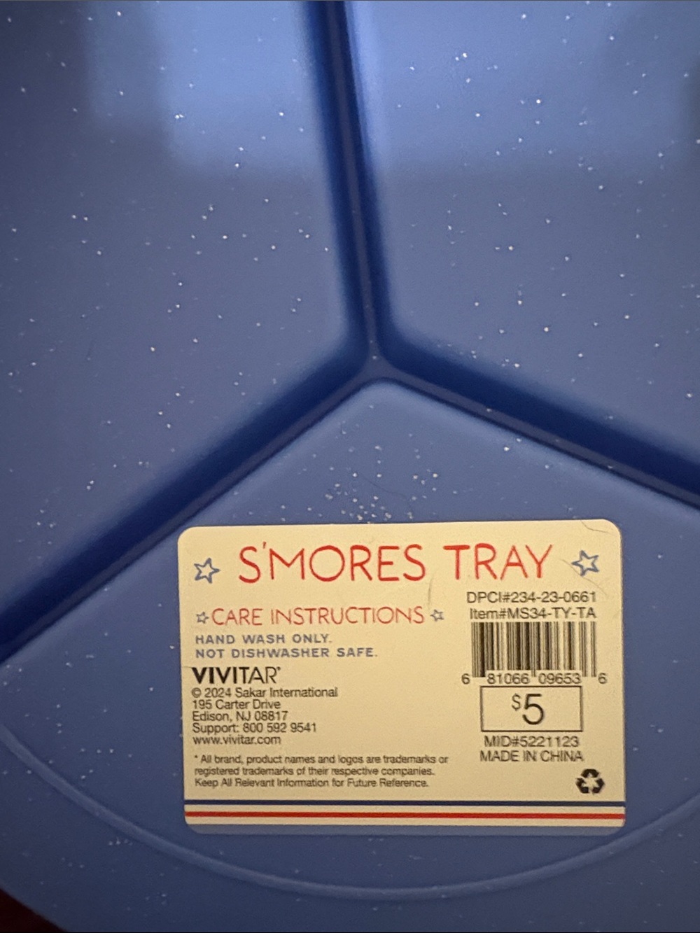 Blue Divided S'mores Serving Platter - Marshmallows, Graham Crackers & Chocolate - Picture 3 of 3
